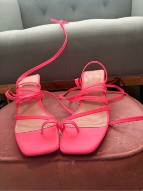 Women's Strappy Square-Toe Sandals - Hot Pink